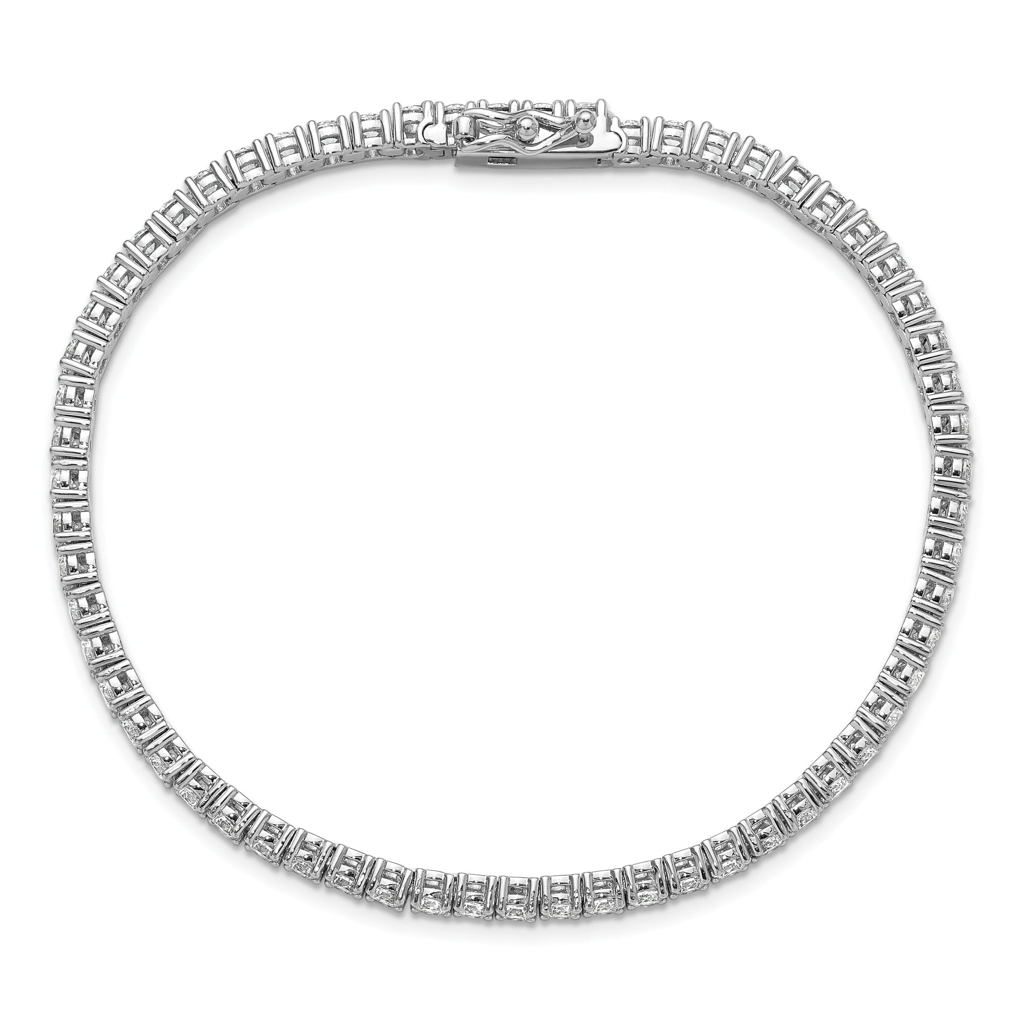 Sterling Shimmer Sterling Silver Rhodium-plated 3mm CZ 55 Stone 7 inch Bracelet