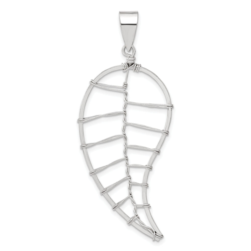 Sterling Silver 925 Polished Leaf Pendant Elegant Women's Jewelry