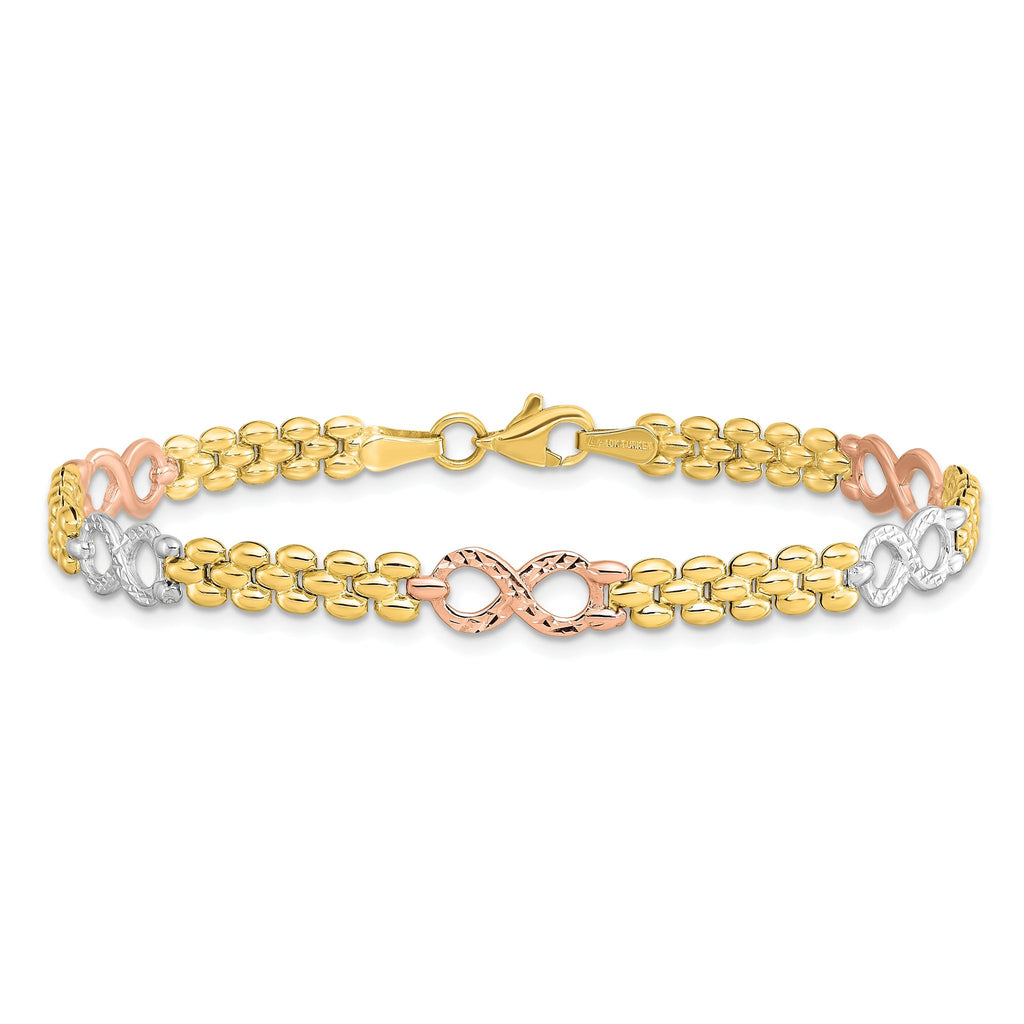 10K Tri-color Reversible Infinity Bracelet