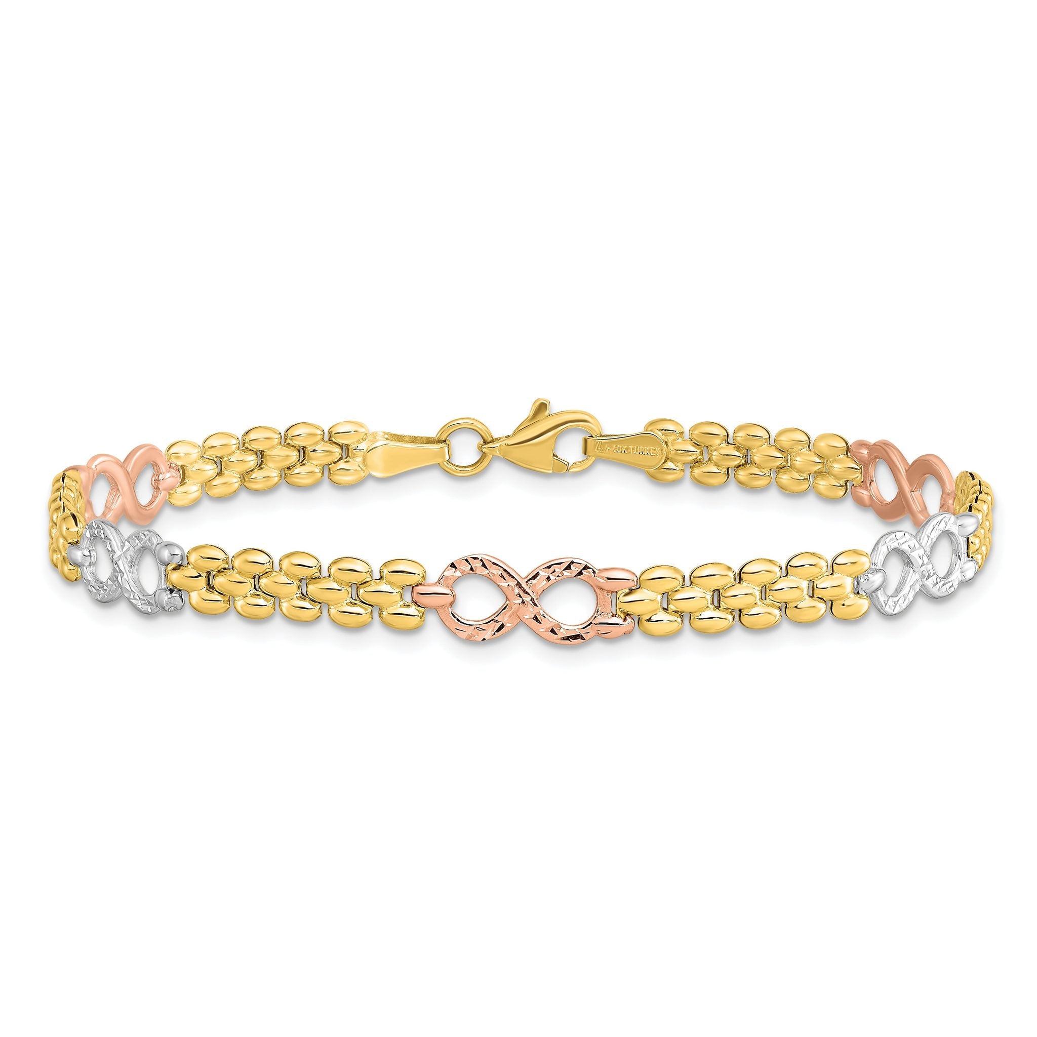 10K Tri-color Reversible Infinity Bracelet