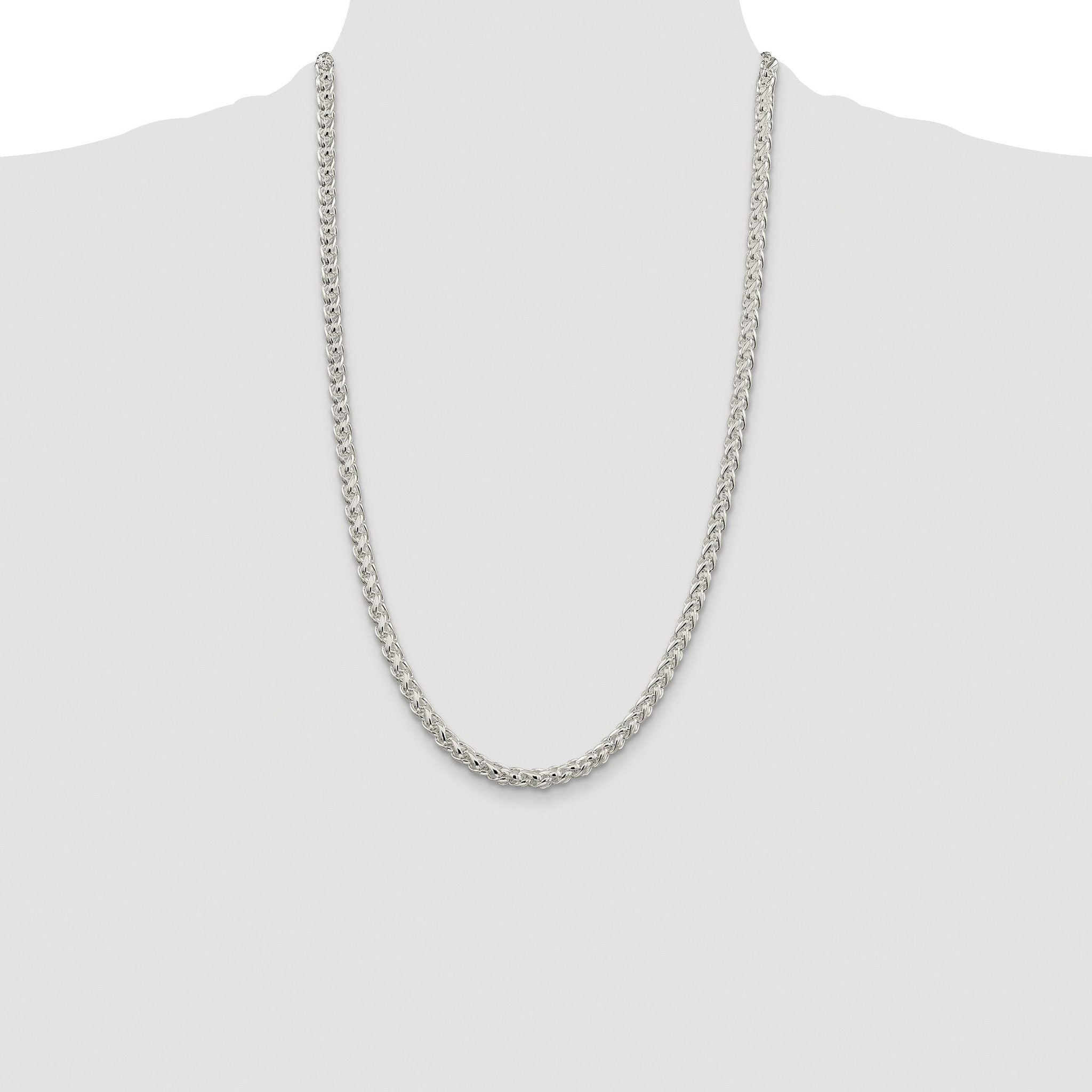 Sterling Silver Rhodium-plated 5mm Round Spiga Chain