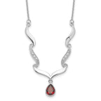Sophia Jewelers Sterling Silver Garnet & Topaz Necklace with Polished Rhodium Finish