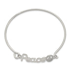 Sterling Silver 925 Polished CZ Peace Bangle with Rhodium Plating