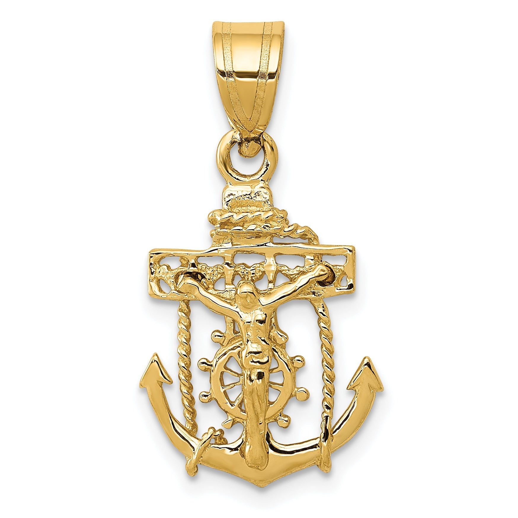 14K Gold Mariners Cross Pendant with Polished Finish Elegant Design Main image