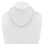 14k 8-9mm White Near-Round Freshwater Cultured Pearl and Diamond-cut Beaded 18 inch Necklace