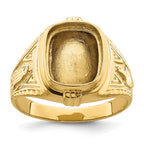 10k Men's Polished and Textured Masonic Ring Mounting (No Stone Included) (No Stones Included)