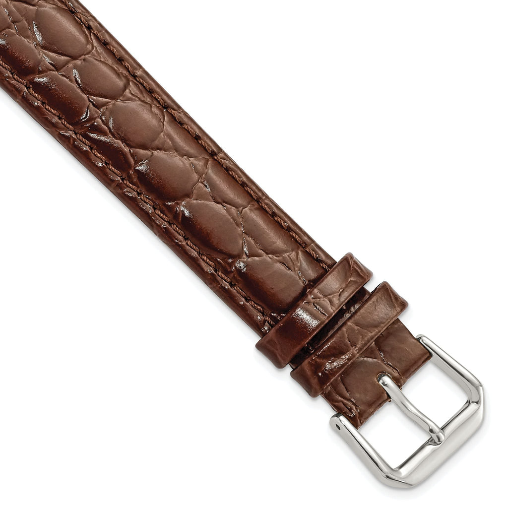 Alligator Grain Leather Watch Band in Brown, 18mm