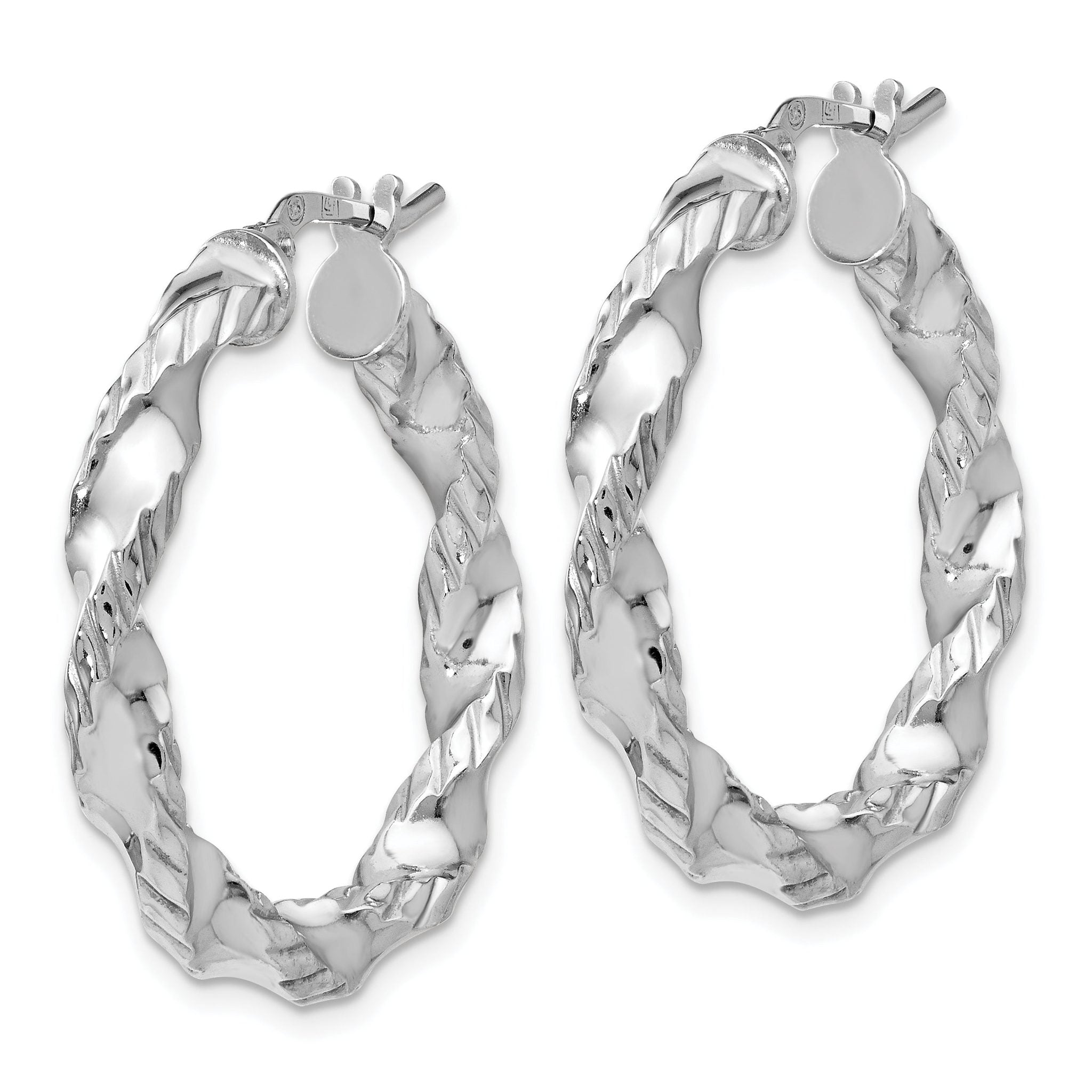 Sophia Jewelers Sterling Silver 925 Twisted Hoop Earrings Elegant Polished Finish Secondary image