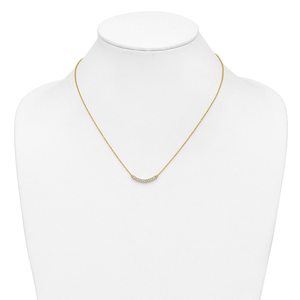 10k Diamond Curved Bar 18 inch Necklace