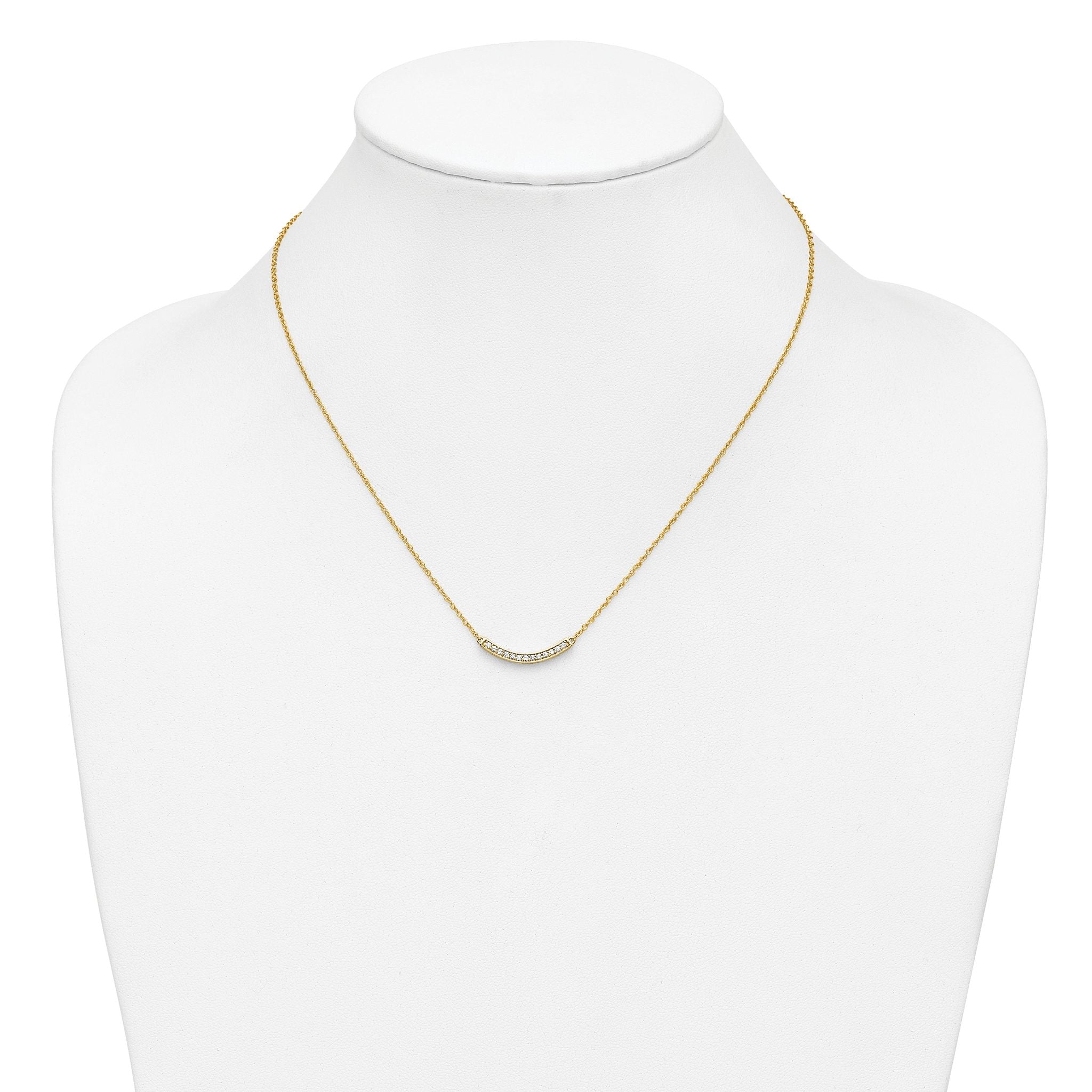 10k Diamond Curved Bar 18 inch Necklace