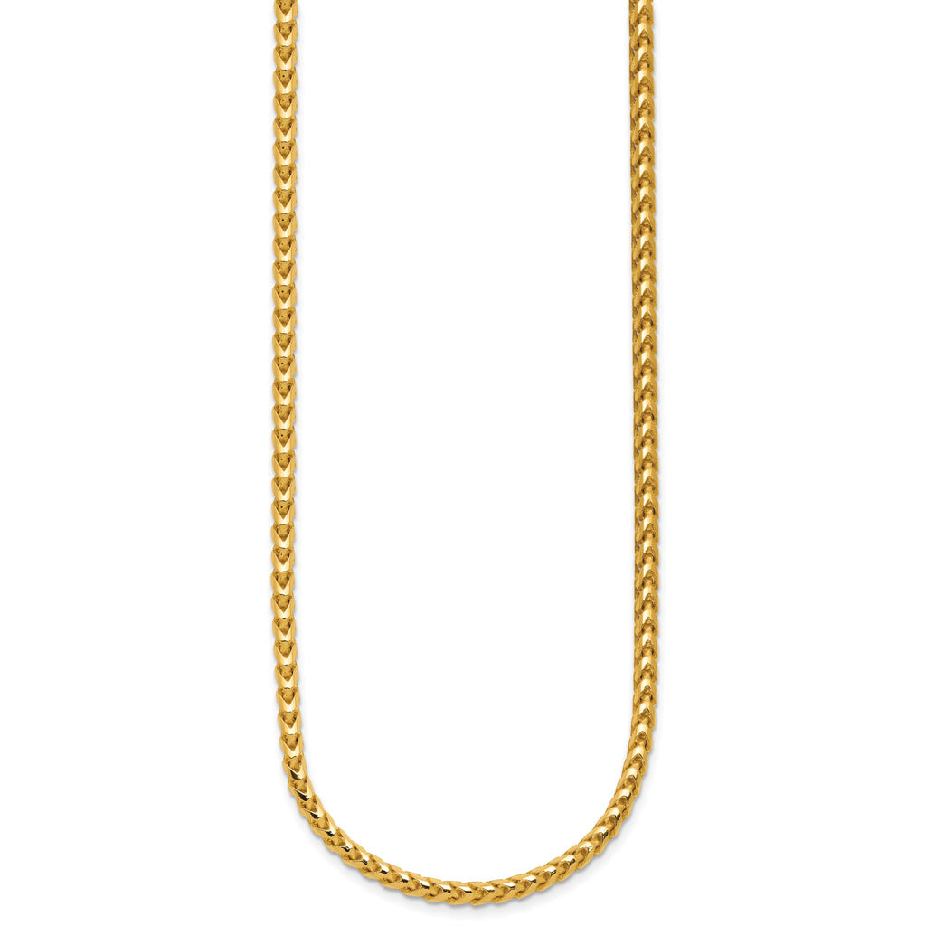 14K Yellow Gold Solid Franco Chain Necklace 3mm
