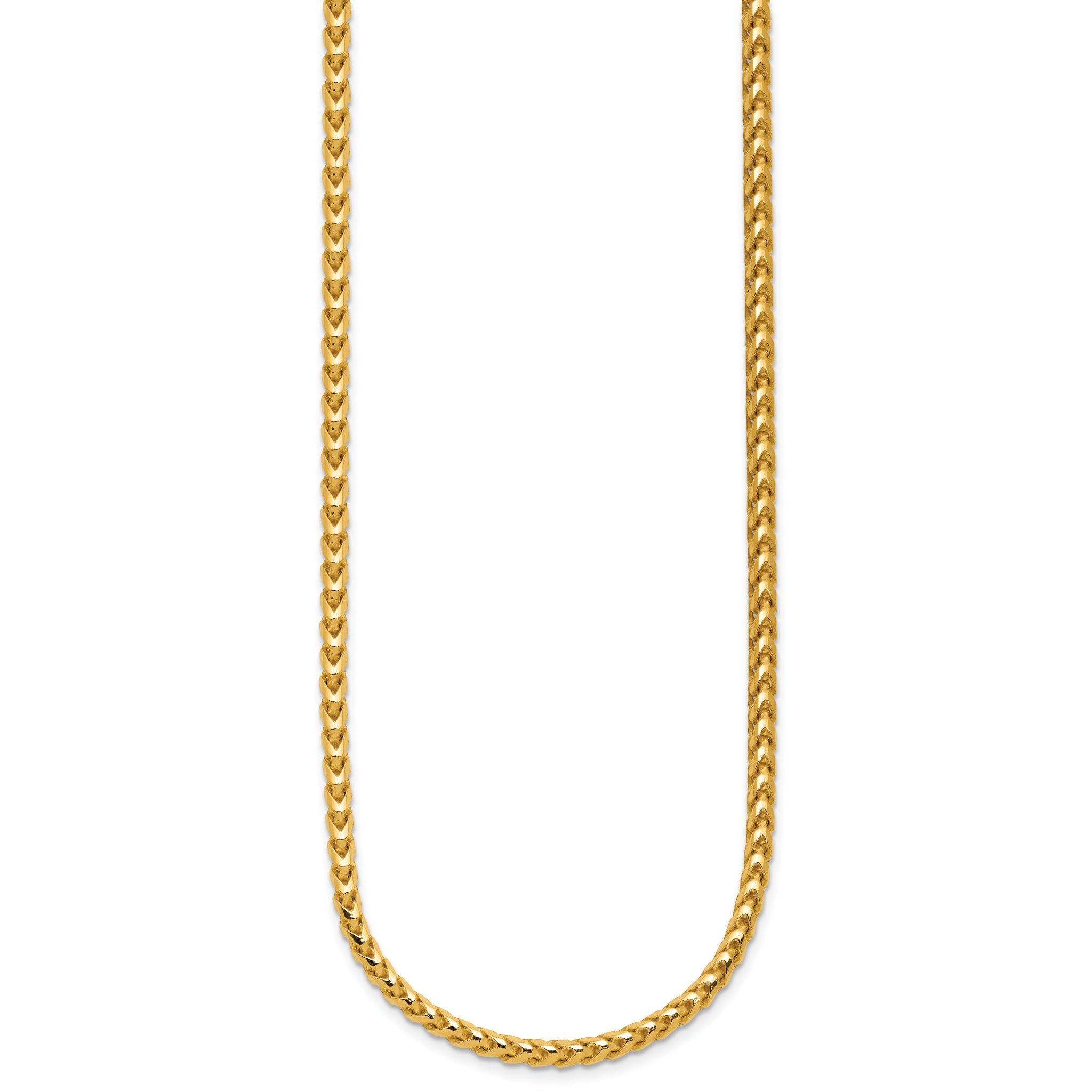 14K Yellow Gold Solid Franco Chain Necklace 3mm