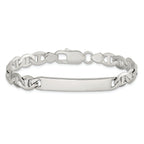 Sterling Silver Polished Engraveable Anchor Link ID Bracelet