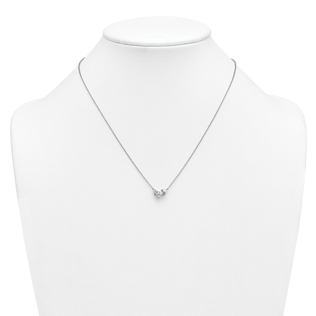 14k White Gold 1 carat Lab Grown Diamond VS+ F+ Complete 18 inch Two Stone Fashion Necklace