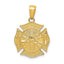 14K Gold Reversible Fire Department Pendant with Polished Finish