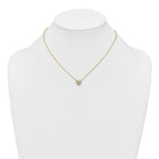 Sterling Silver Gold-tone Polished Pave CZ Heart 16 Inch with 2 Inch Extension Necklace