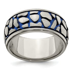 Blue Anodized Brushed Wedding Band in Titanium, 10mm