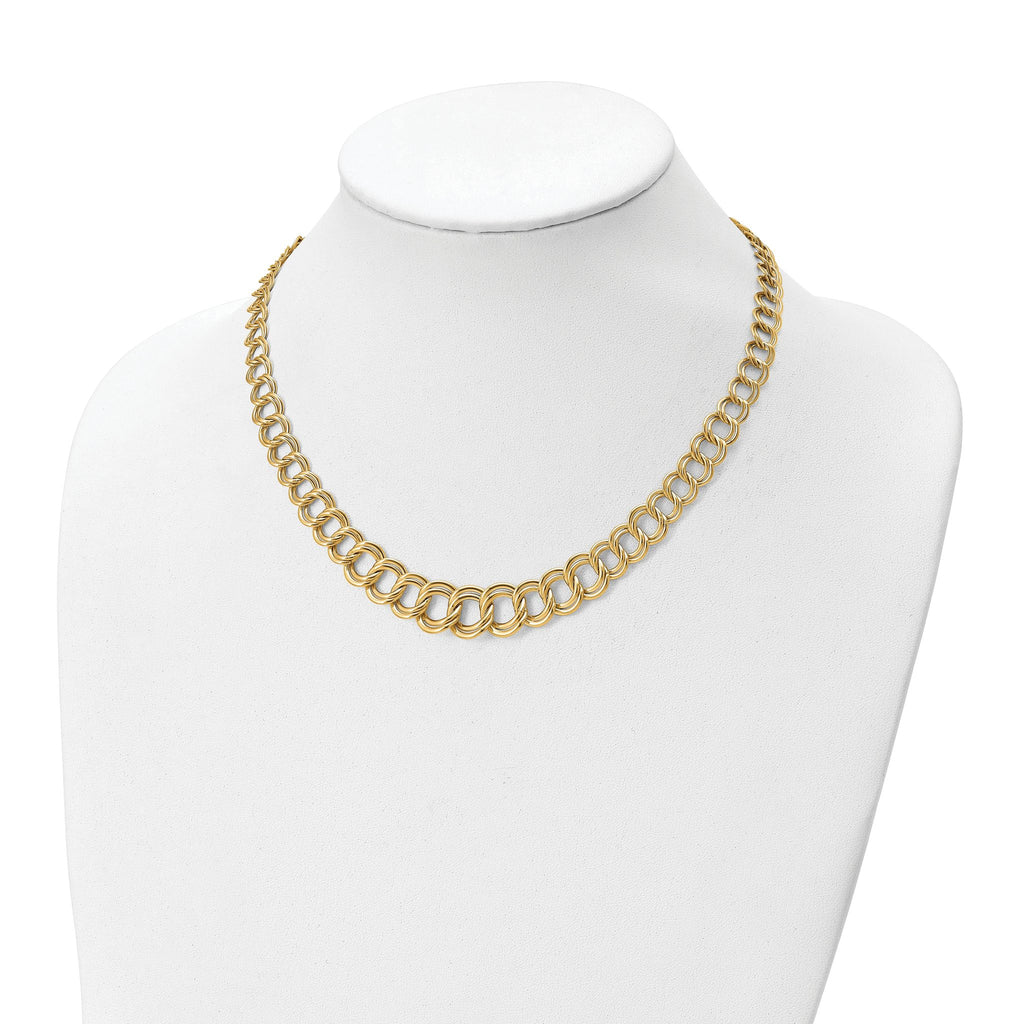 14K Polished Graduated Double Link Necklace