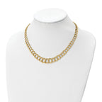 14K Polished Graduated Double Link Necklace