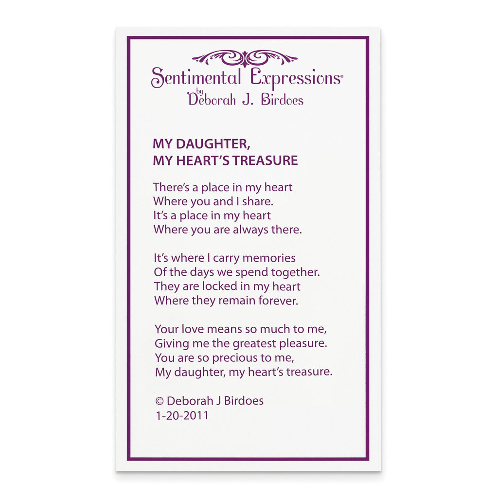 Sentimental Expressions Sterling Silver Rhodium-plated CZ My Daughter, My Heart's Treasure 18in Necklace