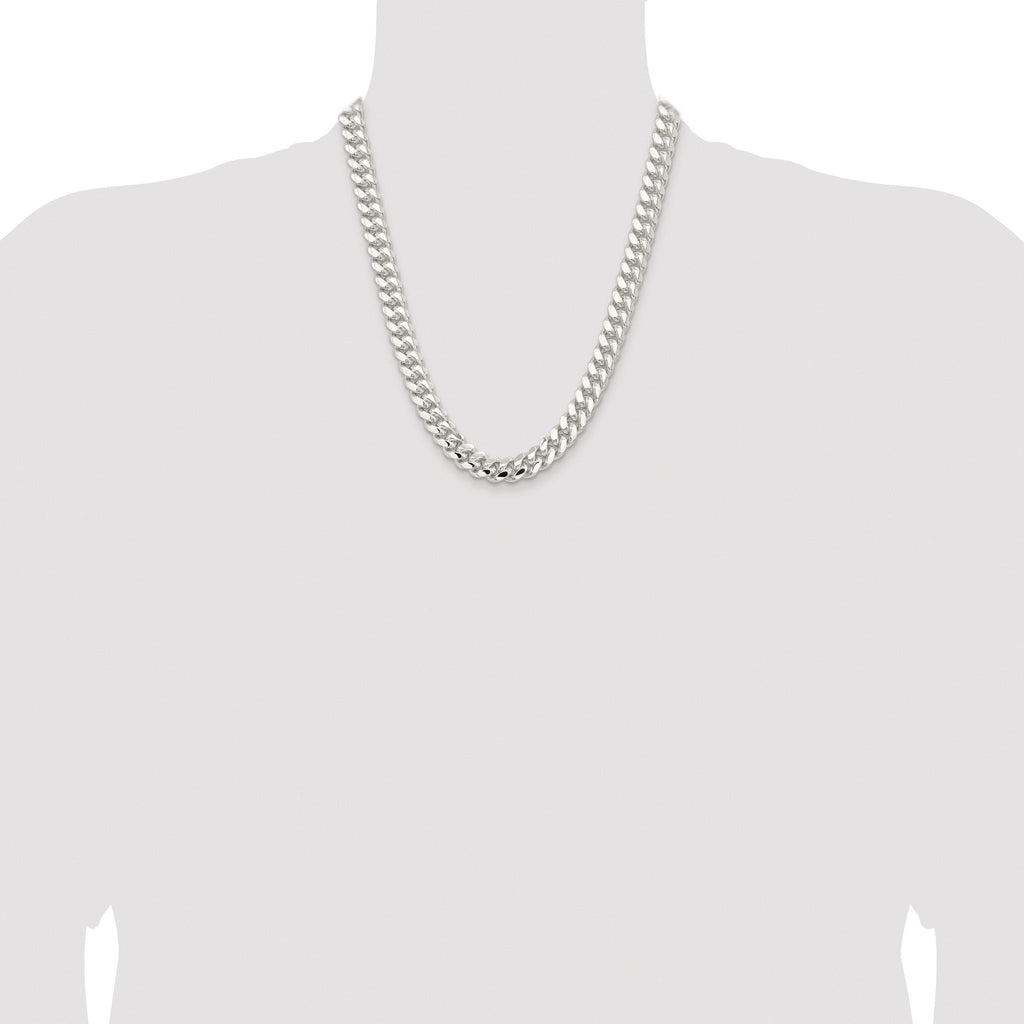 Sterling Silver Rhodium-plated 10.7mm Polished Domed Curb Chain