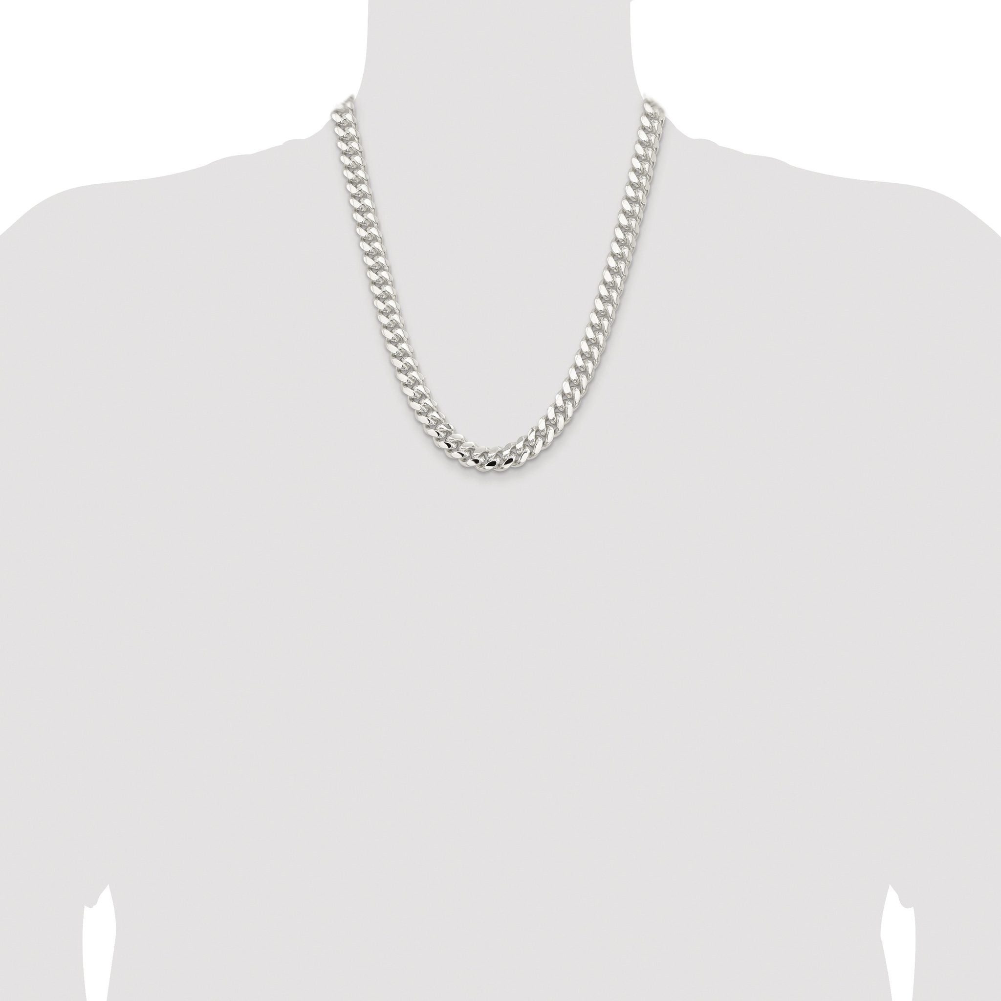 Sterling Silver Rhodium-plated 10.7mm Polished Domed Curb Chain
