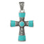 Sterling Silver 925 Cross Pendant with Synthetic Turquoise Vintage Style