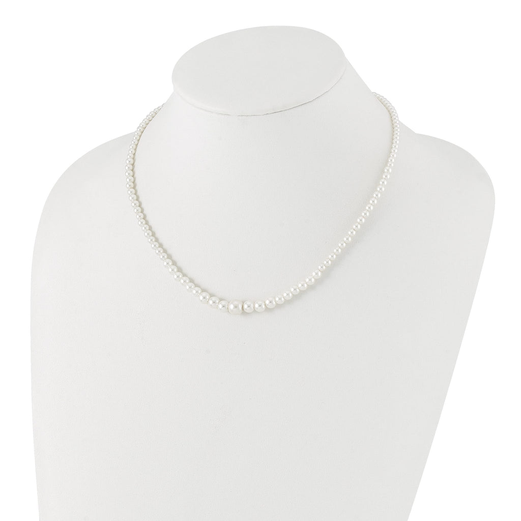 1928 Jewelry Gold-tone Clasp 2mm to 8mm Ivory Imitation Pearl Graduated Strand 18 inch Necklace
