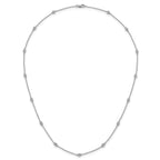 14k White Gold Complete 1/3 carat Bezel-set Diamond and Cable Chain 13-Station 16 inch Necklace