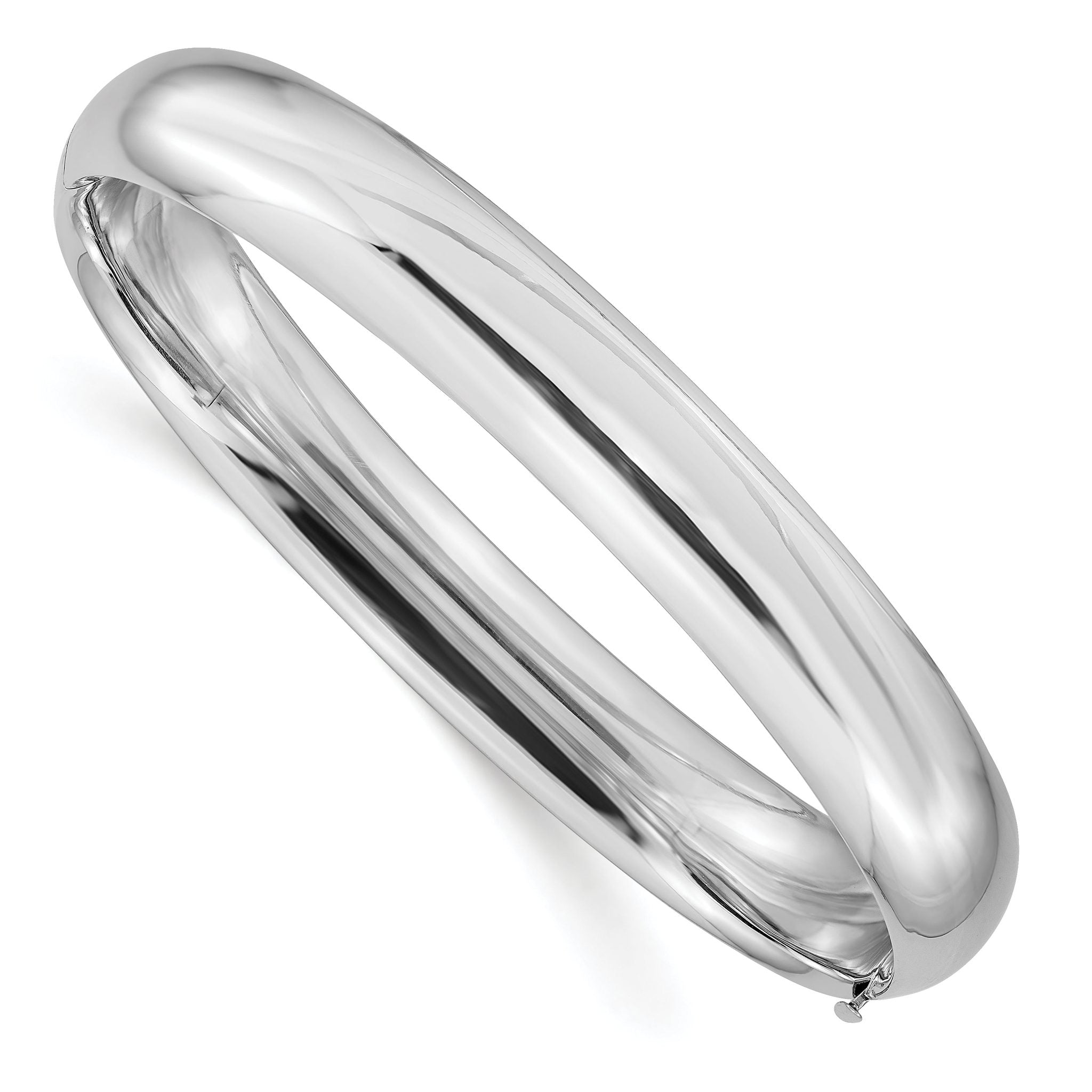 14k White Gold High Polished 10.00mm Hinged Bangle Secondary image