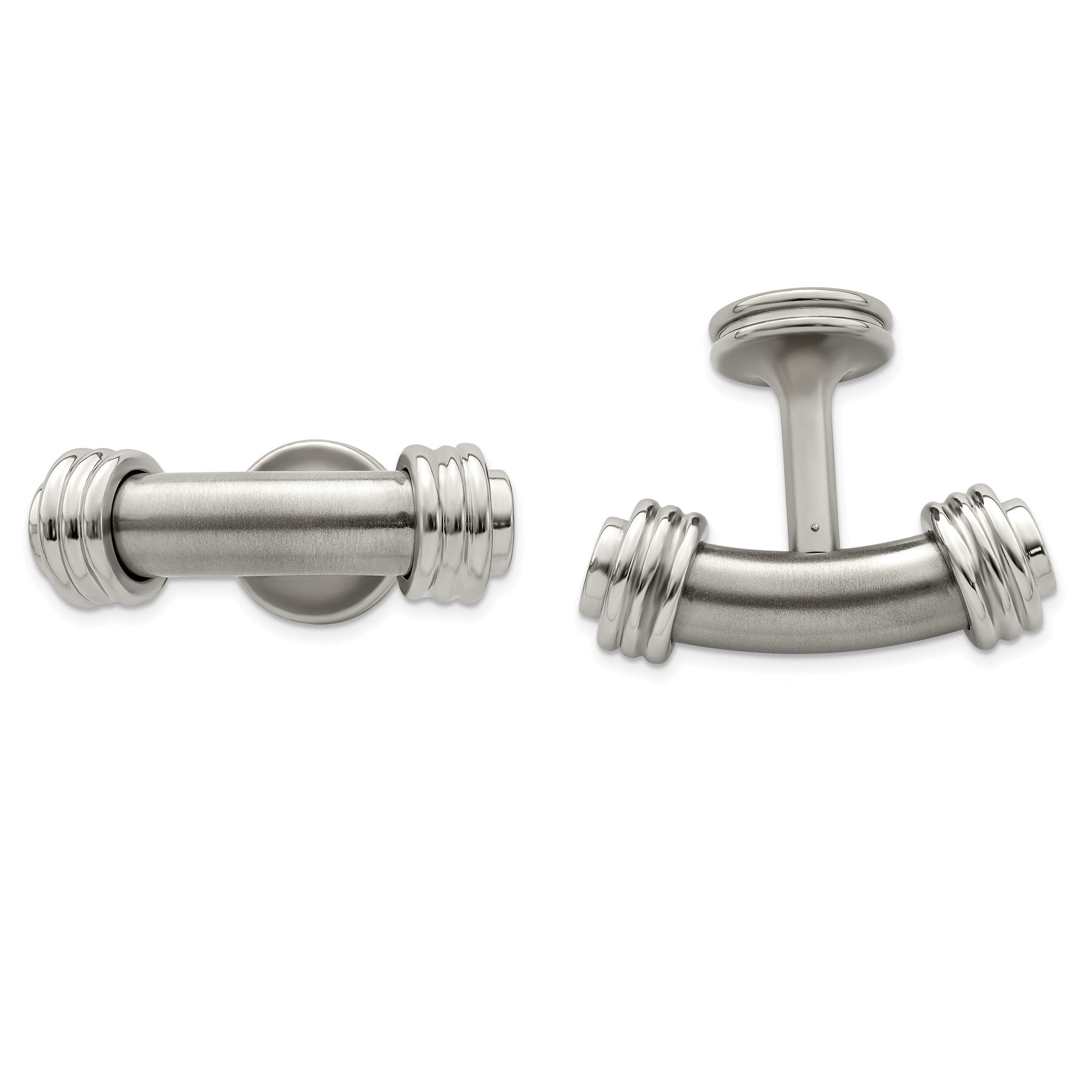 Laser-Textured Titanium & Steel Cuff Links by Edward Mirell