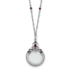 1928 Jewelry Pewter-tone Blue and Purple Crystal 2X Magnifying Glass 30 inch Vintage Necklace