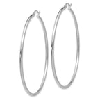 Sophia Jewelers 14K White Gold Polished Lightweight Hoop Earrings 60mm