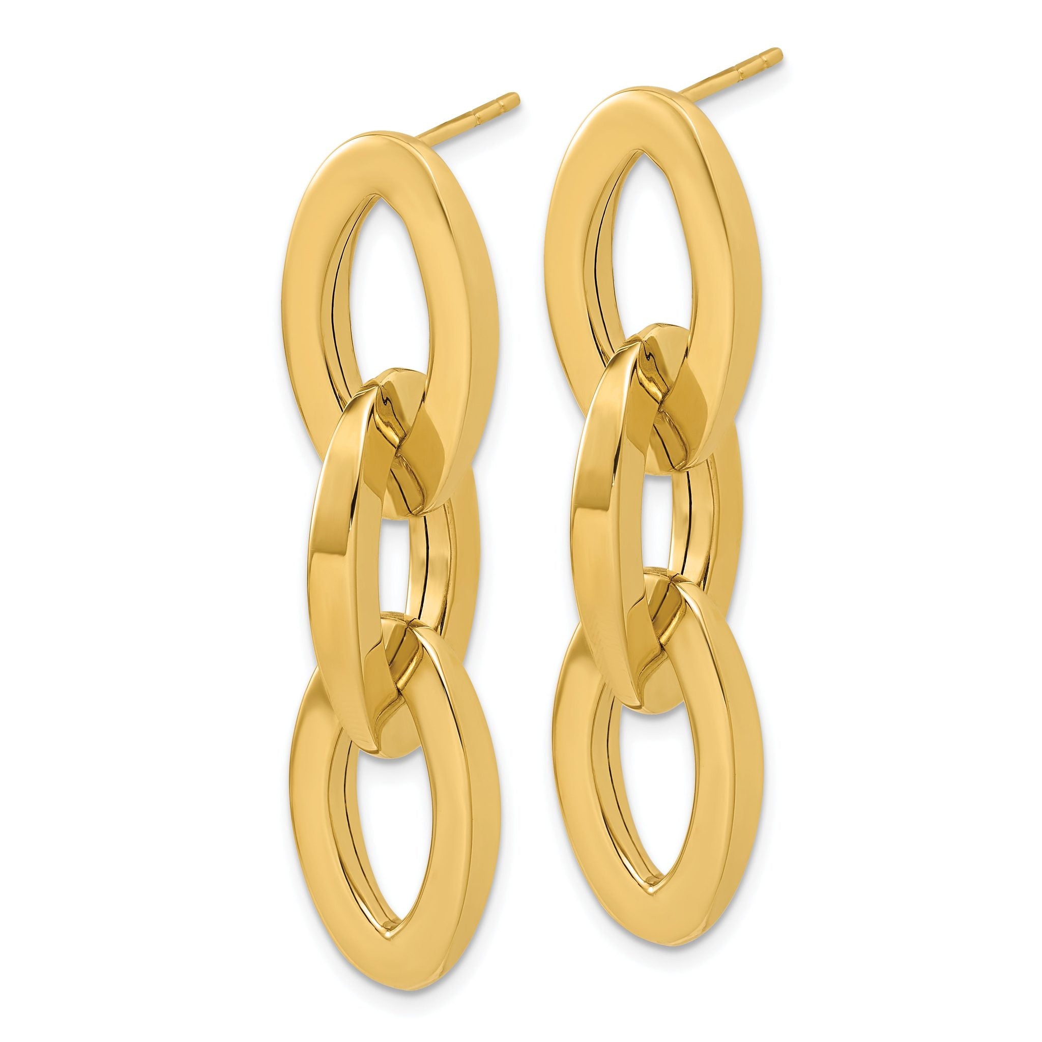 14K Polished Fancy Link Dangle Post Earrings