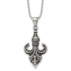 Sophia Jewelers Stainless Steel Men's Fleur de Lis Necklace 24 Polished & Antiqued