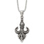 Sophia Jewelers Stainless Steel Men's Fleur de Lis Necklace 24 Polished & Antiqued