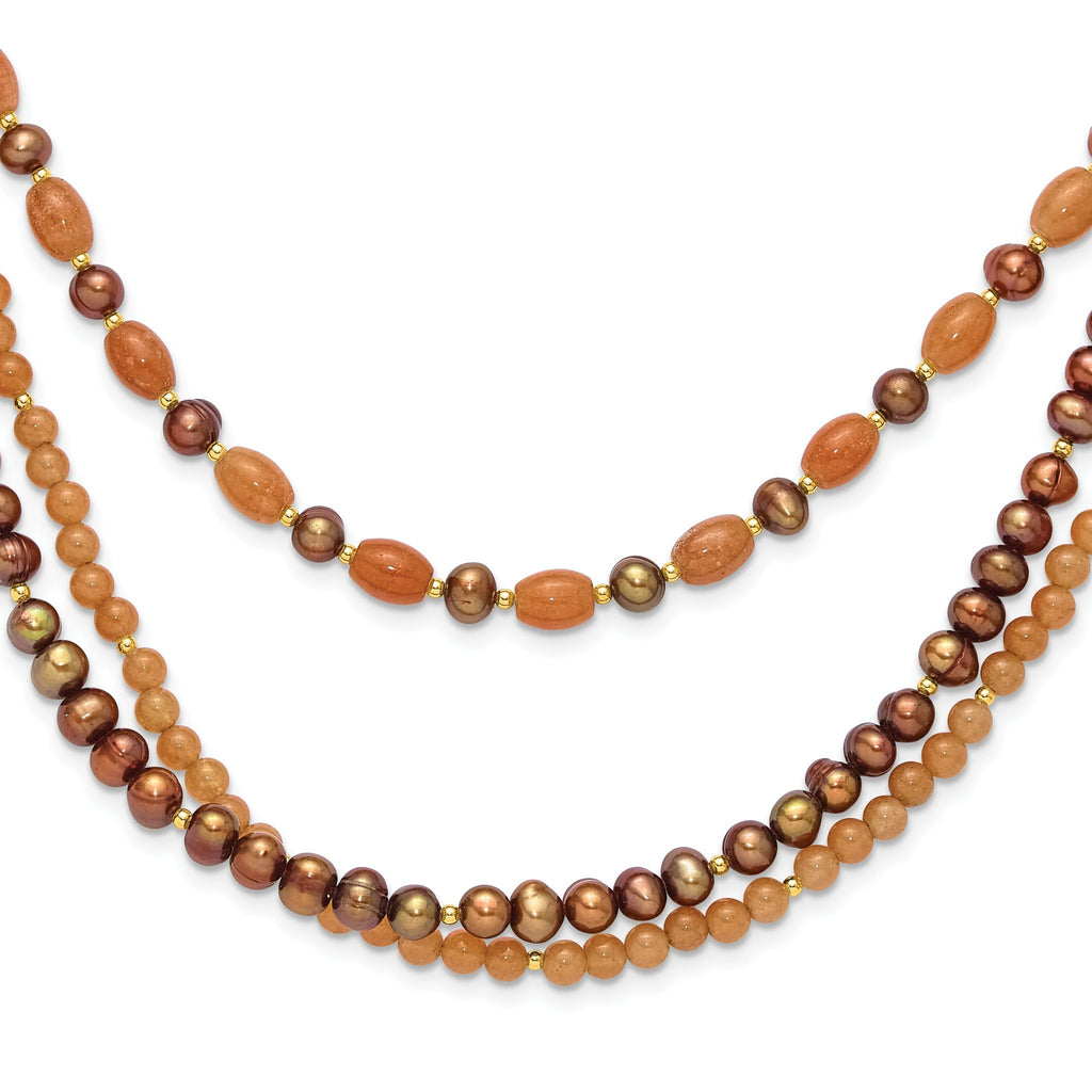 Sterling Silver Gold-plated Multi Stone Adj. 17in or 40in Necklace