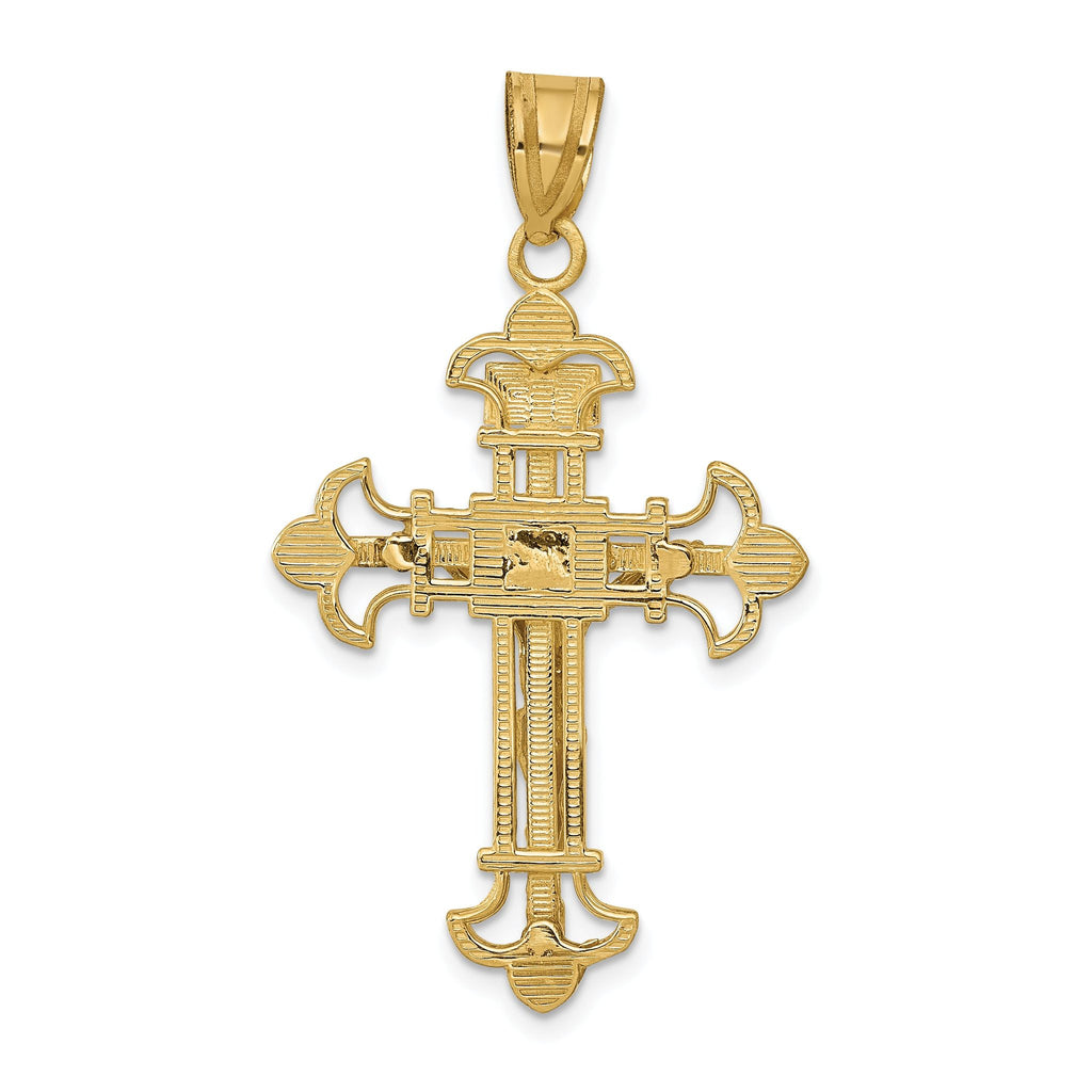 10k INRI Fleur De Lis Crucifix Pendant