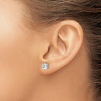 Stainless Steel Polished Square Cubic Zirconia Stud Earrings