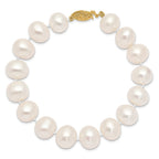 14k 11-12mm White Near Round Freshwater Cultured Pearl Bracelet