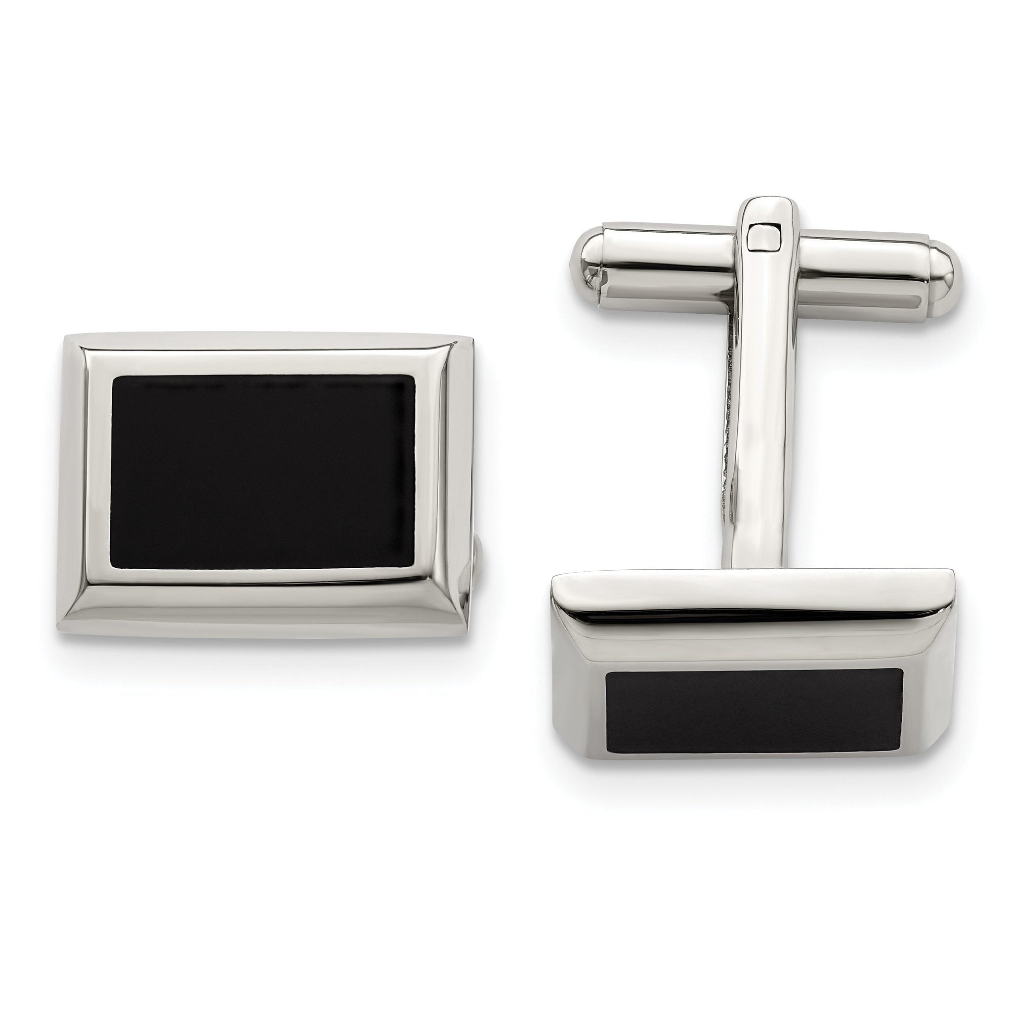 Stainless Steel Black IP-Plated Rectangle Cuff Links Main image