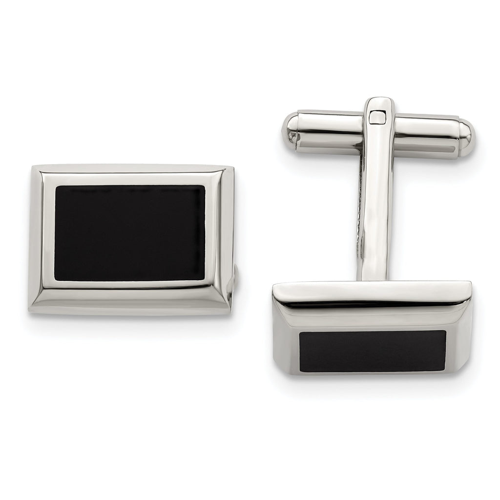 Stainless Steel Black IP-Plated Rectangle Cuff Links