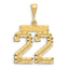 14K Gold Diamond-Cut Number 22 Charm  Large Brushed Finish Statement Piece