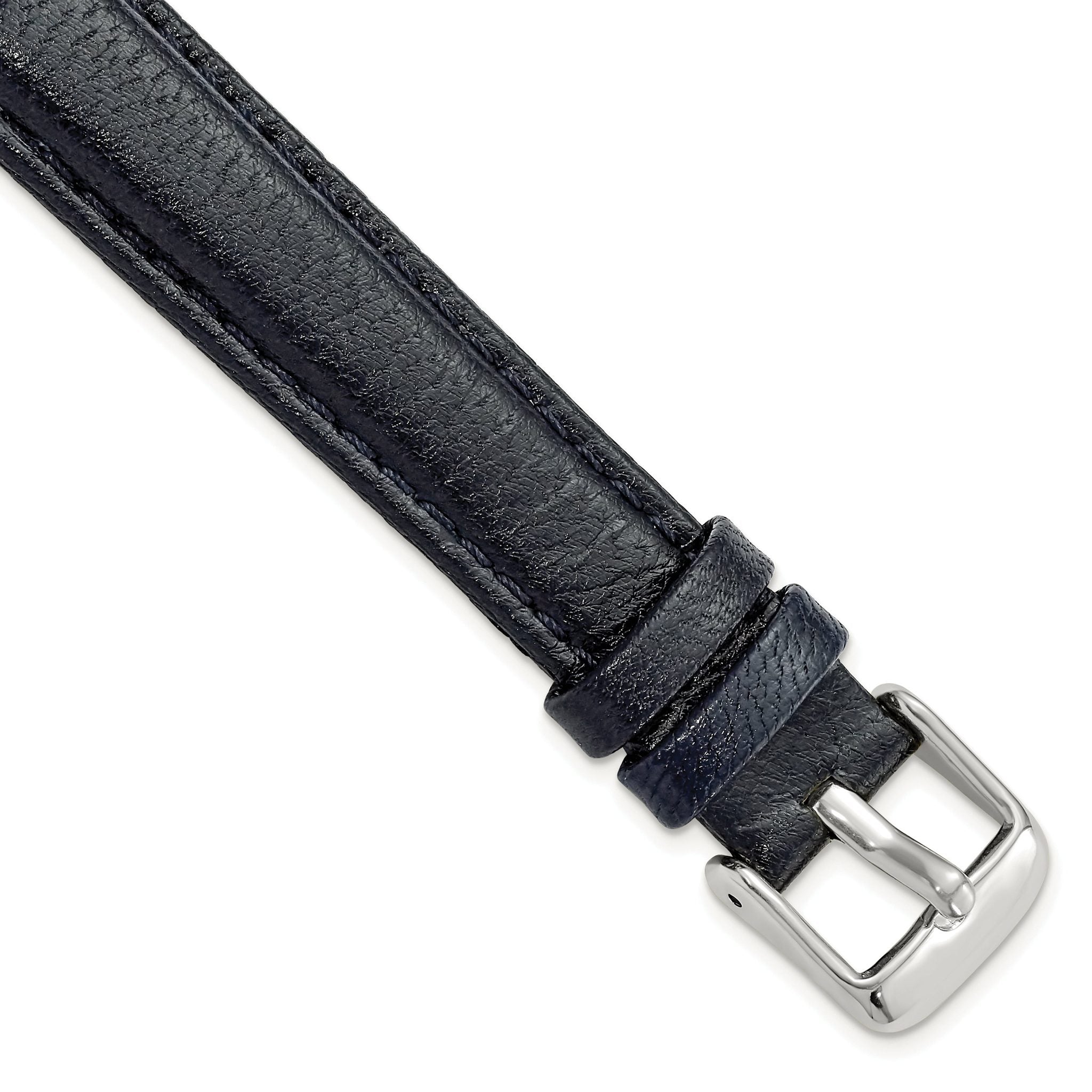 Navy Glove Leather Watch Band with Panerai-Style Buckle, 19mm