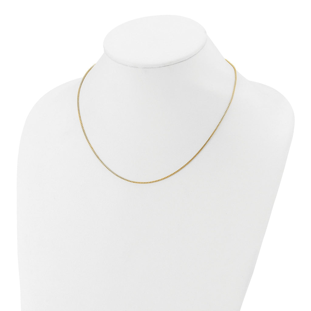 Sterling Silver Gold-plated 1.2mm Round Box 1in+1in Adj. Chain