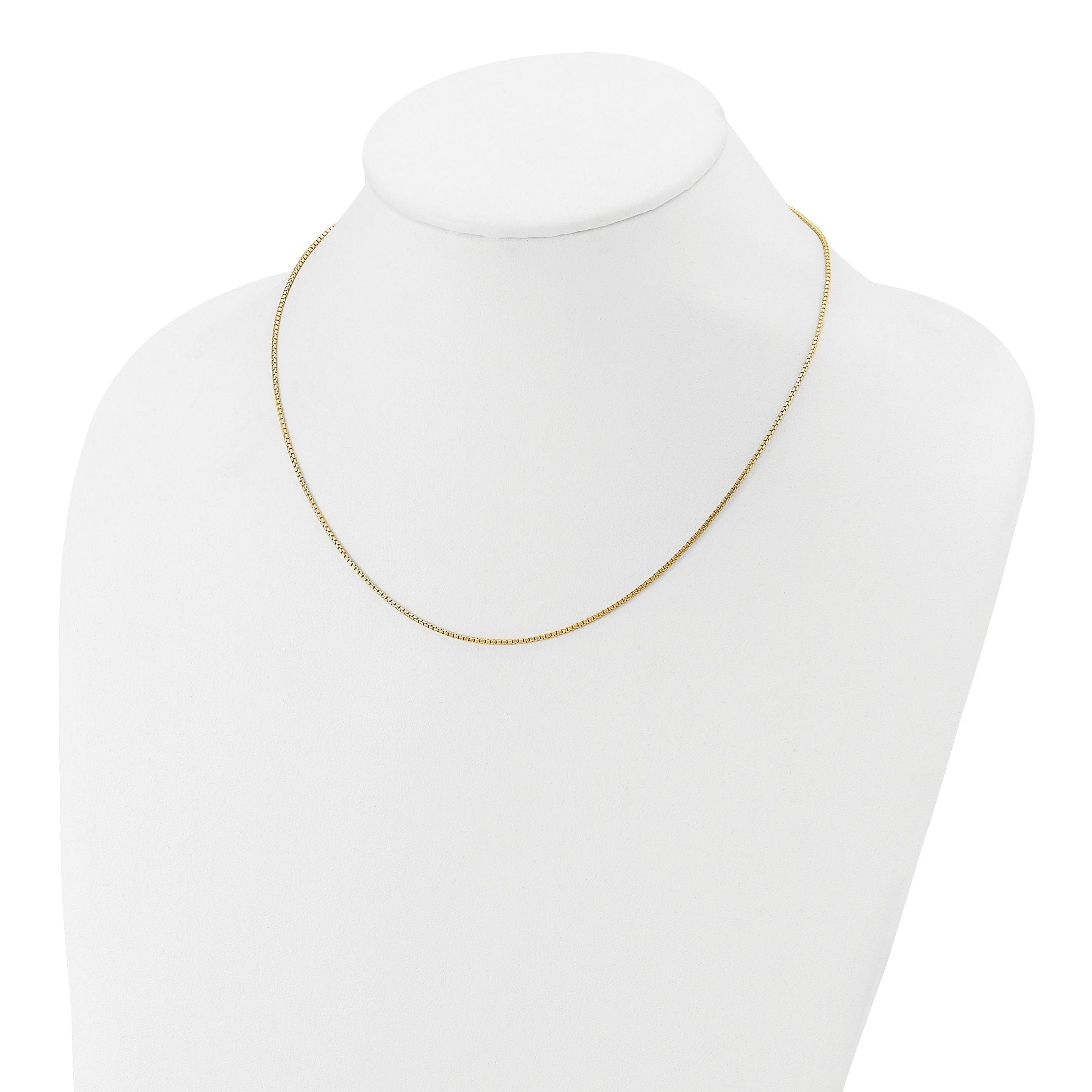 Sterling Silver Gold-plated 1.2mm Round Box 1in+1in Adj. Chain