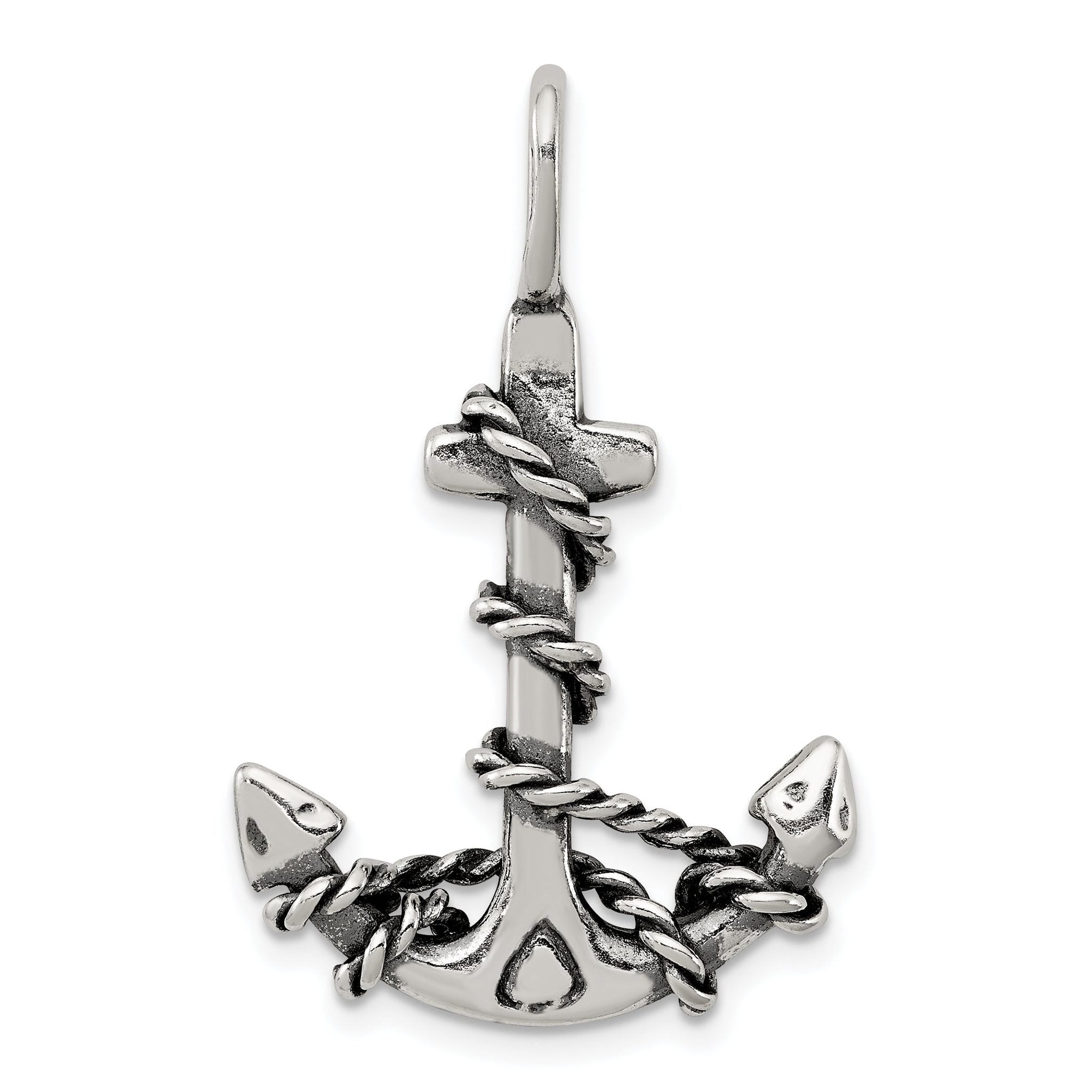 Sophia Jewelers Sterling Silver 925 Men's Antiqued Anchor Pendant Main image
