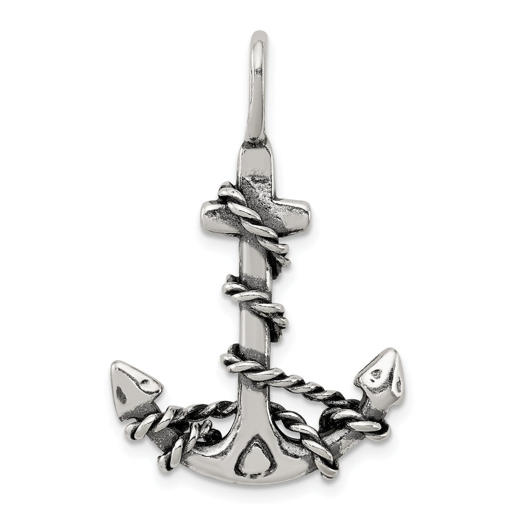 Sophia Jewelers Sterling Silver 925 Men's Antiqued Anchor Pendant