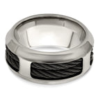Edward Mirell Stainless Steel and Black Ti Double Cable 10.75mm Band
