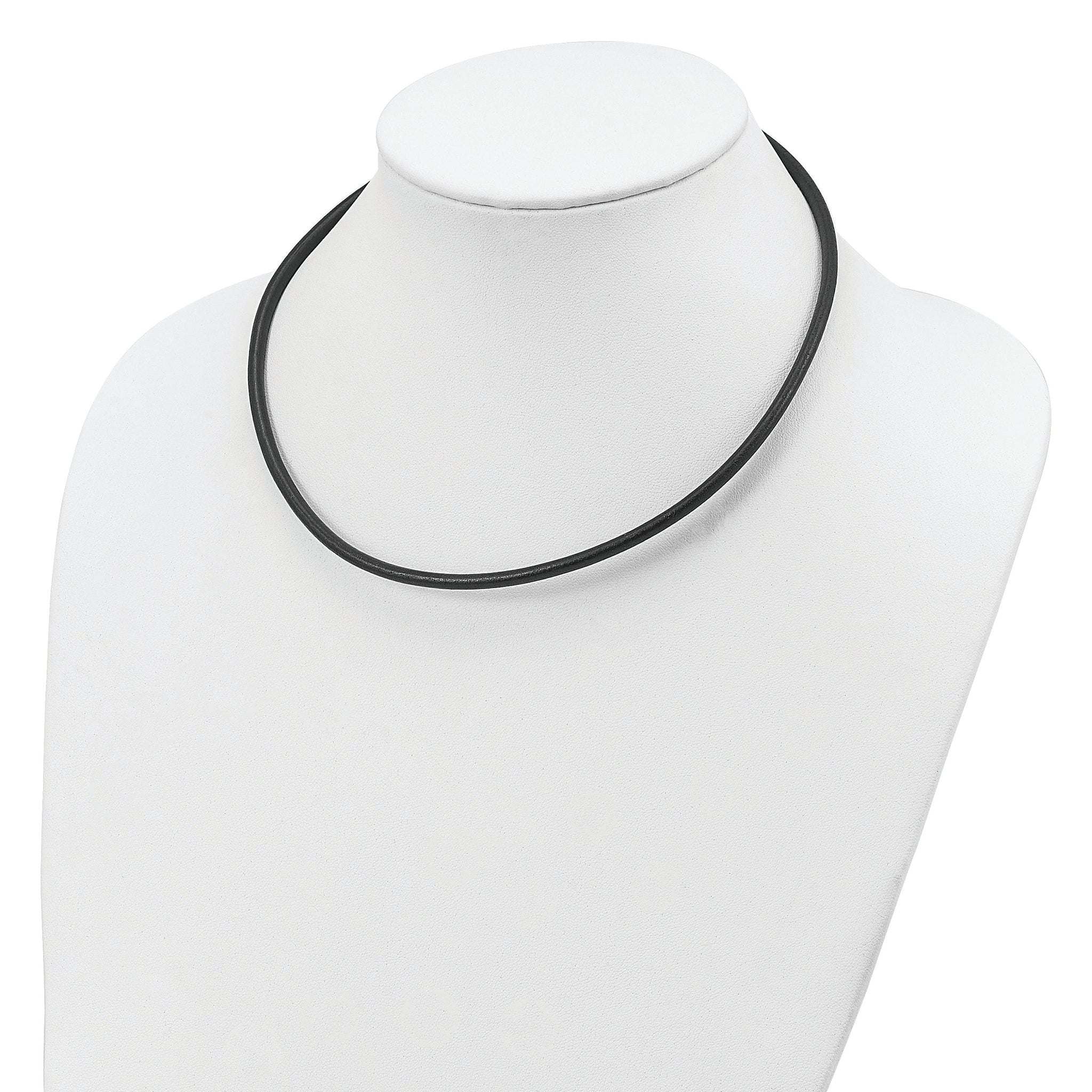 Sterling Silver 18inch 4mm Black Leather Necklace Secondary image